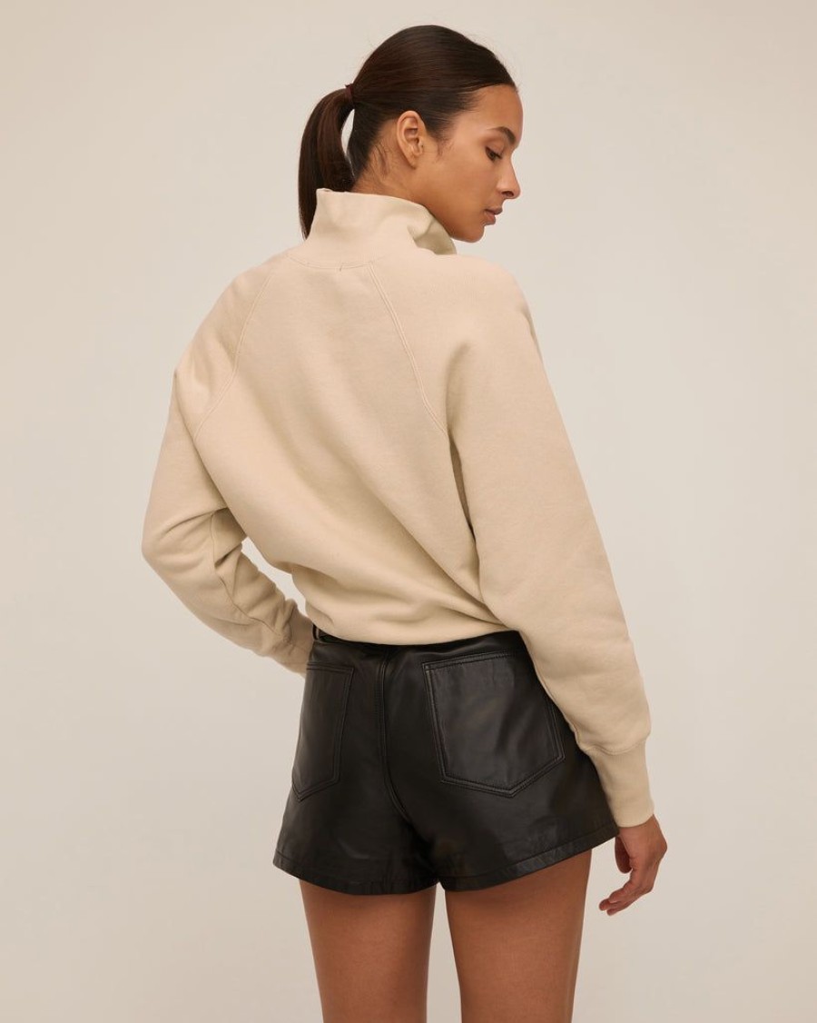 Women Marissa Webb | So Uptight French Terry Funnel Neck Zip Sweatshirt In Sand