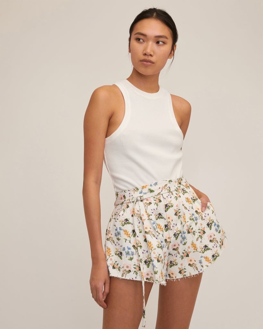 Women Marissa Webb | Alina Shaped Hem Botanical Floral Short Botanical Print