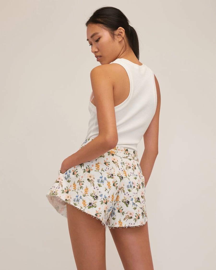 Women Marissa Webb | Alina Shaped Hem Botanical Floral Short Botanical Print