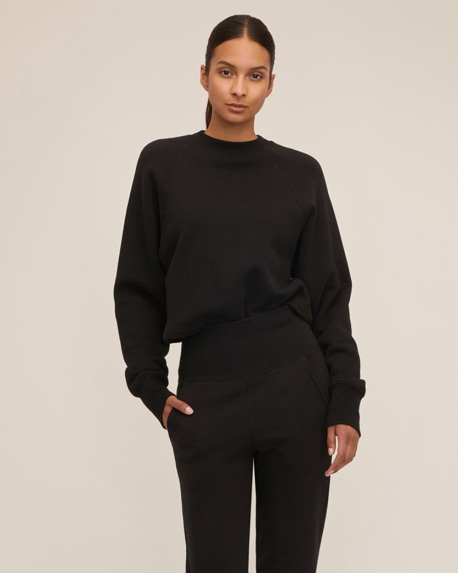 Women Marissa Webb | So Uptight Cropped Raglan French Terry Sweatshirt In Black