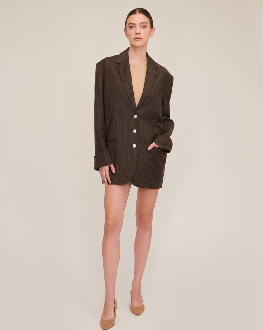 Women Marissa Webb | Cohen Pinstripe Boyfriend Blazer Dress Kennedy Pinstripe